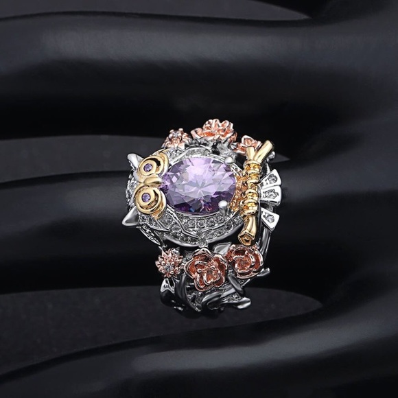 3 for $30 Women's Fashion Owl Ring Purple Buy 2 get 1 Free Statement Jewelry - Picture 6 of 7